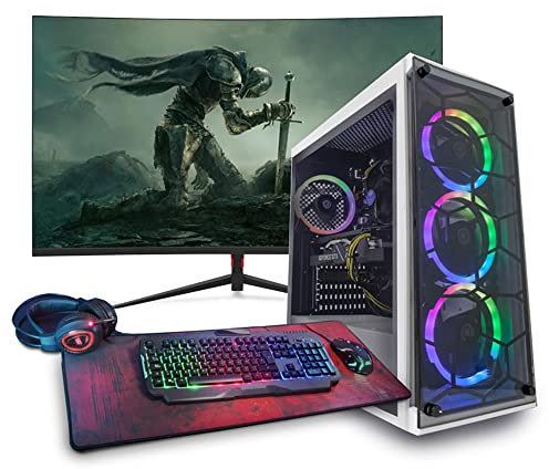 Pack Horizon | PC Gaming Completo (Intel Core i5 12400F / 16GB / 500GB SDD/RTX 3050 / WiFi) Windows 11 Pro, Monitor Curvo 27, Teclado, Ratón y Cascos.
