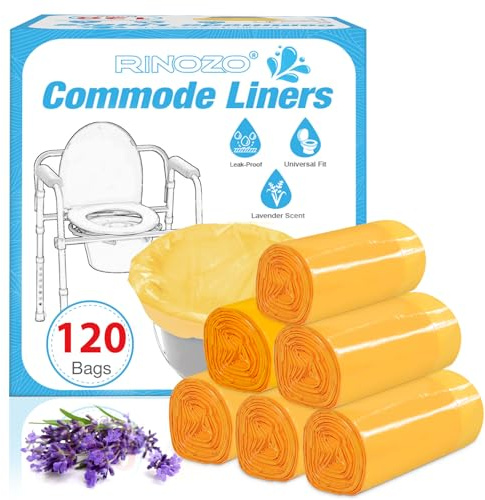 Commode Liners for Bedside Portable Toilet Chair Bucket 120 Count Lavender Scented Disposable Waste Bags for Adults Universal Fit