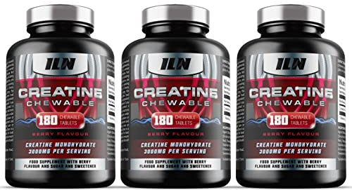 Iron Labs Nutrition, Chewable Creatine Tablets (Berry Flavour) - 3000mg Chewable Creatine Monohydrate Tablets - Creatine Chews - 540 Tablets (3 x 180)