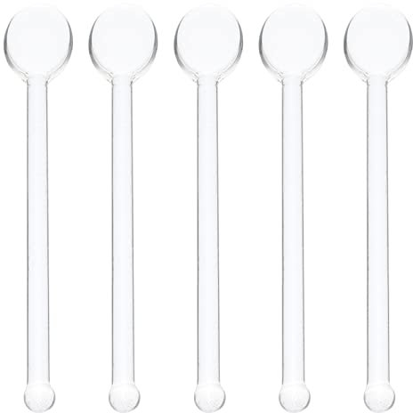 Operitacx Zuckerl Ffel Glasmischl?ffel 5 Espressolöffel Mini-Kaffeelöffel Für Tee Rührstab Rührlöffel 13 Cm Glaskaffee- Rührer Suppenl?ffel