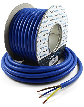 Autowiring Arctic Grade Blue Flex 3183A 2.5mm2 3 Core Outdoors Heavy Duty 25AMP 240V Mains PVC Cable Wire (15 Metre)