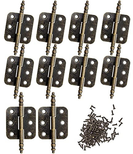 Guador Vintage Mini Hinge Folding Butt Hinges Antique Decorative Hinge Vintage Bronze Hinges Door Hinges Cabinet Metal Door Hinges Ball Bearing Hinges 10pcs 70×35mm Hinges with 60pcs Screws