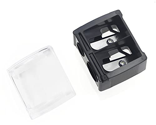 Makeup Sharpener Anspitzer,Make-up Doppel-Spitzer,2 Löcher Dual Sharpener Augen Make-up Bleistiftspitzer,Tragbare Dual Anspitzer Kosmetikspitzer,Lipliner-Eyeliner-Stift-Werkzeug,Schwarz