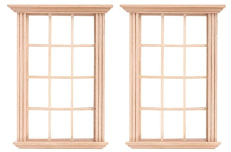 Zerodeko 4pezzi Miniatura Casa Finestra di Accessori per Decorazioni e Scene di Bambole Design Realistico Finestra con Dodici Riquadri Perfetta per Aggiunger Tocco Autentico alla Tua Casa
