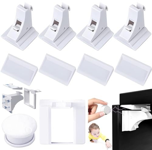 Serrature Magnetiche Di Sicurezza Per Bambini, Blocca Di Sicurezza Magnetici Per Bambini, Cassetti Bambini Chiusure Di Sicurezza Magnetiche, Adatto Per Armadi e Cassetti (4 Serrature + 1 Chiave)