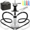 NOBLE HOOKAH Set de Cáñamo Pequeño de Viaje de 43 cm con Accesorios, Botella Soplada a Mano y Pipa de Acero Inoxidable, 2 Mangueras y Asas