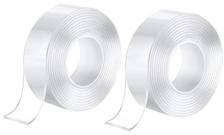 HSLUBI Nano Tape 10m, Doppelseitiges Klebeband 30mm Breites Und 2mm Dickes, Transparent Montageband FüR Teppich Fotorahmen KüChe, Zuhause. (2 Rollen-10m)