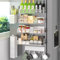 DTUQYX 7 Pack Metal Spice Rack for Refrigerator, Moveable Organizer with Hook Rack, Paper Towel Holder, Strong Magnetic Storage