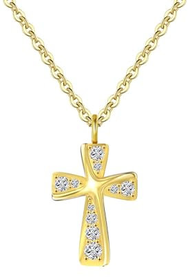 Lieson Halskette Frauen Silber 925, Kette Damen Anhänger Verdreht Zirkonia Kreuz Gold Verstellbare 40CM, Geburtstag Muttertag Weihnachten Geschenk für Mama Ehefrau Freundin