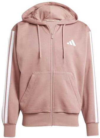 adidas Herren Essential Three Stripes Fleece Zipper Hoodie, warm Clay/White, S