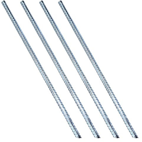 15 Inch Rebar Stakes 4 Pack Ground Rebar Stake Heavy Duty Ground Anchor Long Straight Steel Stakes Plant Support Stake for Concrete Timber Garden Plant