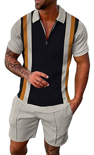 Herren Trainingsanzug Set Lässig Sommer Anzug Herren Casual T Shirts Und Kurze Hose Freizeitanzug Baggy Jogginganzug Herren Set 2 Teiliges Bedruckter Outfit Set Casual Sportanzug