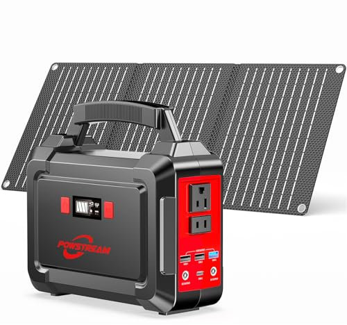 POWSTREAM Generatore di energia solare da 167 Wh con pannello solare da 30 W incluso, power bank da 100 W con uscita CA QC3.0 per campeggio, barca, viaggio, caccia, avventure all'aria ultima