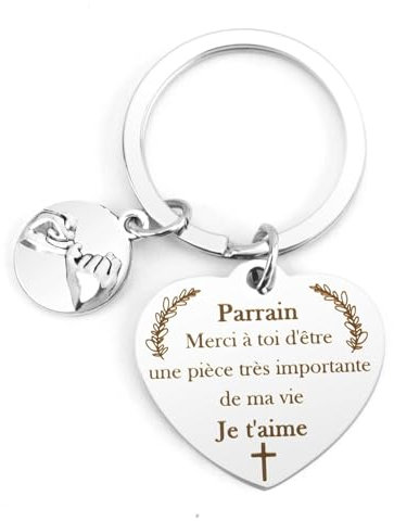 Cadeau Noel Parrain - Porte Clé, Anniversaire, Marraine, Demande, Noël Original, Idée Pour Parrain