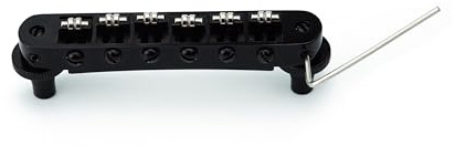Guyker Tune-O-Matic Rollsattelbrücke – Saitenraum 10,5 mm Gitarrenbrücken mit Pfostenloch 4,2 mm Ersatz, kompatibel mit Les Paul LP SG 6 Saiten E-Gitarre GM015, Schwarz