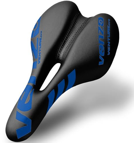 Venzo Comfortable Bike Bicycle Saddle Seat - for MTB, Road, Exercise, Trekking, Folding, Hybrid & Cruiser Bikes - XC Saddle Seat - Blue