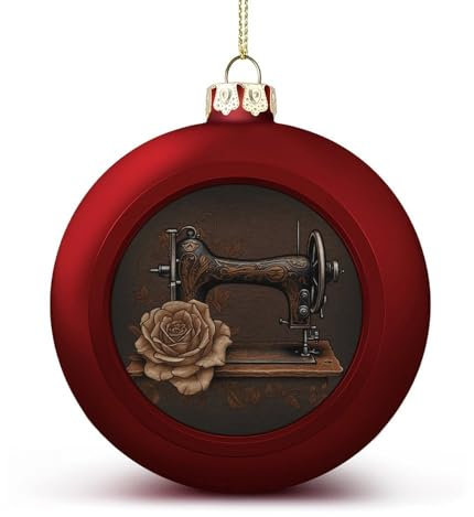 Hängende Weihnachtskugeln, Rose und Nähmaschine bedruckte Weihnachtskugeln, Weihnachtsbaumkugeln, Party-Weihnachtskugeln