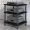 JIAOCKJIAO Meuble Rack Audio en Bois, Meuble Hi Fi Ouvert avec Cadre en Acier au Carbone, Meuble TV Moderne, Meuble Stéréo AV avec Grand Espace de Rangement, Meuble Audio Vidéo(Nero,3 tier 60x54x66CM)
