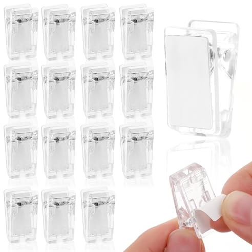 Lot de 15 clips de suspension murale pour tapisserie, clips muraux autocollants pour affiche, rideau de douche, clips à ressort adhésifs double face pour couverture, affiche, vêtements, drapeau mural