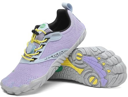 SAGUARO Barfußschuhe Herren Barfuss Schuhe Damen Barfussschuhe Zehenschuhe Outdoor & Indoor Fitnessschuhe rutschfest Traillaufschuhe Barefoot Shoes mit Zero-Drop Solhe Helles Lavendel,Gr.40