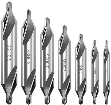 Set di 6 punte di centraggio HSS in metallo, punte di centraggio, per accessori per tornio rotante, set di utensili in metallo, accessori per banchi girevoli in legno (1,0/1,5/2,0/2,5/3,0/5,0 mm)