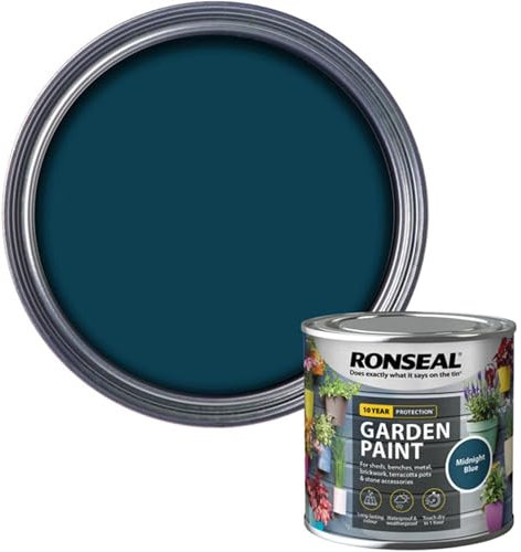 AOC24 Garden Fence Paint 250ml – Multi-Surface Exterior Paint for Wood, Brick, Metal, Stone & Terracotta – Waterproof, Resists Fading, Matt Finish for Sheds, Fences, Garden Furniture Midnight Blue