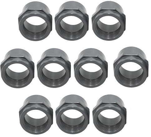 HAF 10x PVC Fittings Gewindemuffe mit 50mm x 1 1/2 | Klebemuffe x Innengewinde | Übergangsmuffe aus grauem PVC-U | PN16 für Rohr, Schwimmbad, Poolverrohrung, Druckleitung, Rohrleitung, Pool & Teich