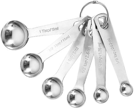 Measuring Spoons, Premium Heavy Duty 18/8 Stainless Steel Measuring Spoons Sets, Tablespoon with Metric, Set of 6 for Cake Baking Measuring Dry and Liquid Ingredients