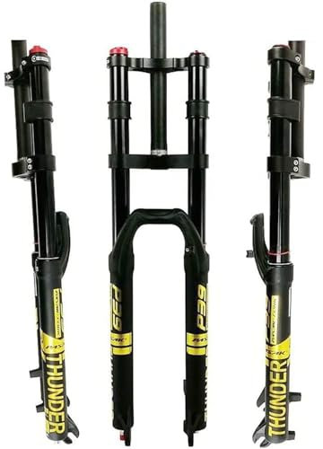 NBTRXWAFR Downhill-Gabel, Doppelschulter-DH-Vorderradgabel Fahrrad Luftstoßdämpfer Mit Dämpfung 160Mm Federweg Scheibenbremse QR 9Mm Gabeln 26/27,5/29'',Gold,29inch