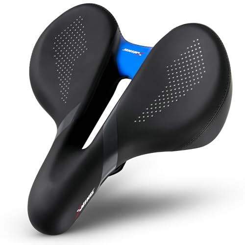 X WING Comfort Bike Seat for Men and Women with Innovative 5-Zone-Concept – Winged Bicycle Saddle with Memory Foam – Exercise Bike Seat for City, MTB & Trekking Bikes (City)