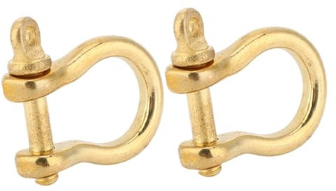2 Set Pure Brass Anchor Shackle Key Ring Hook with U Type Golden Connection Buckle - 10mm Compact Fob Design for Chains and Wire Ropes