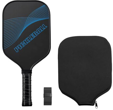 VEVOR Pala de Pickleball Profesional, Superficie de Fibra de Carbono T700 y Núcleo de Panal con Acabado Mate, con Mayor Potencia, Control y Efectos, para Adultos, Unisex, Azul, 418 x 190 x 16 mm