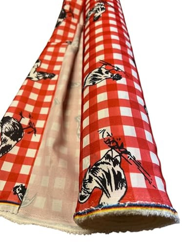 CREADETEX Rouleau de 30 mètres de tissu Burlington infroissable avec motifs poules et carreaux Vichy ROUGE nappe restaurants guinguettes largeur 150 cm