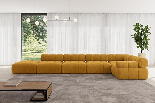ALTDECOR Modulares Sofa Ecksofa in L-Form Corner modular Sofa Eckcouch Couch Wohnlandschaft Cauchsofa Polstersofa Felto-L3-475x190x70 cm Senfgelb