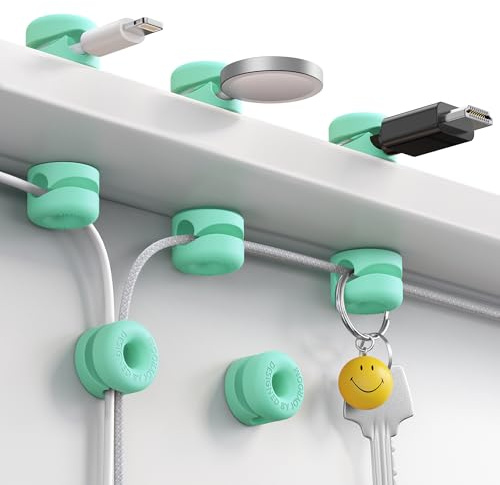 JOYROOM 8 Stück Kabelhalter Silikon Kabelclips Schreibtisch Kabel Organizer Selbstklebend Kabelmanagement für Büro, Auto, Nachttisch, Schreibtisch zubehör, Grün