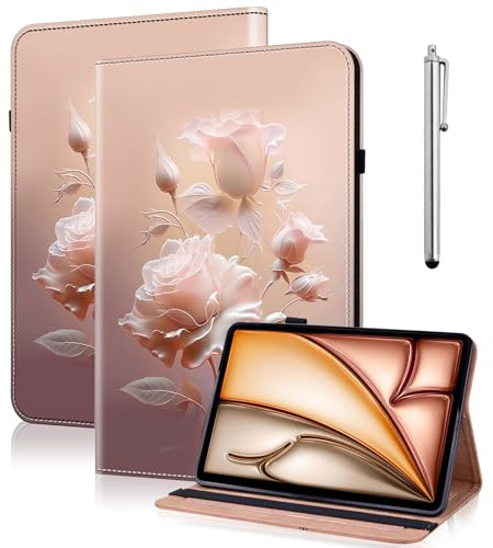 GLANDOTU Hülle für Amazon Fire HD 10 Tablet (13. Gen, 2023 Modell) 10.1 Flip Leder Schutzhülle Stifthalter Stand Wallet Cover Case für Fire Tablet 10 2023 Hülle，Ceramic Roses