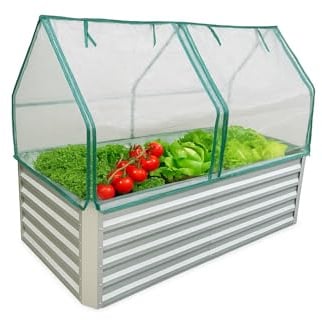 Gabiona Hochbeet Metall verzinkt 184x90x60 cm mit Aufsatz – Großes Hochbeet & Frühbeet für Garten, Gemüse, Kräuter & Blumen – Wetterfest, rostfrei, stabil – 990 L Volumen – Pflanzkasten rechteckig
