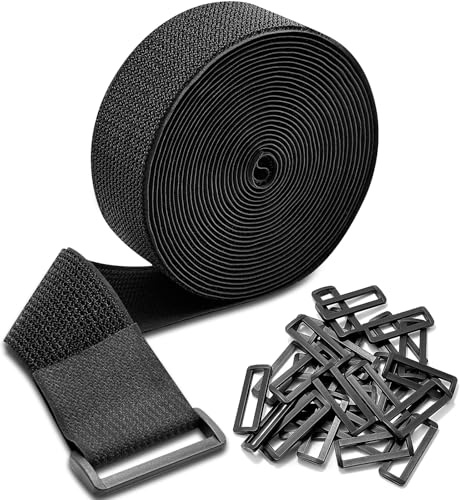 Yonality 6 m x 5 cm klettband mit 30 schnalle, breit klett klettbinder wiederverschließbar,multifunktional,auf maß zuschneidbar und wiederverwendbar,befestigungsgurte für werkstatt,fahrrad,kabeln