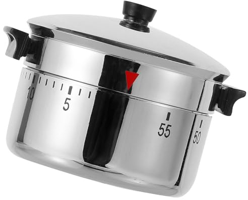 Minuteur Cuisine Original Mécanique 60 Min, Argenté, Plastique | Forme Autocuiseur, Sonore Clair et Simple à Utiliser, pour Cuisson et Barbecue à Domicile