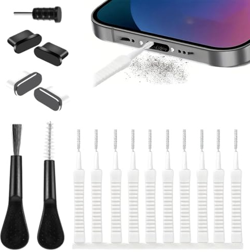 YAYNO 17 Pack Handy Reinigungsset Telefon Lautsprecher Reinigungsbürsten Anti Staub Stecker Telefonhörer Reinigungsbürste Verstopfungsfreier Mini Bürstenreiniger Keyboard Cleaner