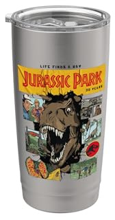 Jurassic Park 30 Aniversario La vida encuentra un camino Vaso térmico de acero inoxidable de doble pared