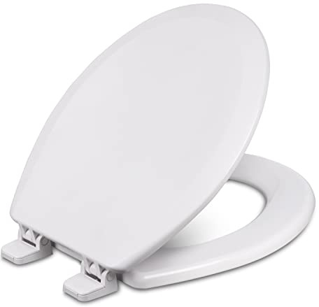 Centoco 700-301 Round Wooden Toilet Seat, Heavy Duty Molded Wood with Centocore Technology, Crane White (Cotton/Bright)