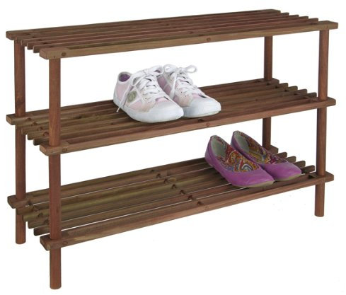 Schuhregal mit 3 Böden Holz dunkel