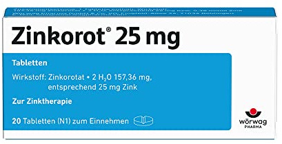 Zinkorot® 25 mg Zink Tabletten mit Zinkorotat, hochdosiert, 20 Stk. | Bei Zink-Mangel Immunsystem unterstützen, organische Zinkverbindung, 1x täglich, gute Bioverfügbarkeit, hergestellt in DE