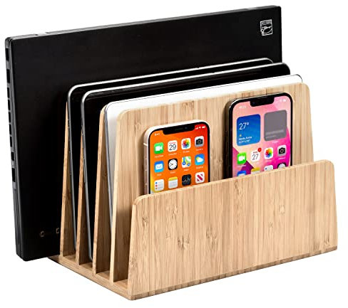MobileVision Bamboo multi device organizer per smartphone, tablet e computer portatili, 5 carta 5 -Slot Stand