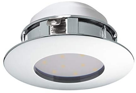 EGLO LED Einbaustrahler Pineda, LED Spot aus Kunststoff, LED Einbauleuchte in Chrom, Einbaustrahler LED flach, Ø 7,8 cm