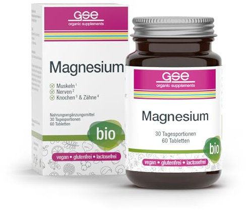 GSE Magnesium Compact, 60 Tabletten hochdosiertes Magnesium aus der Grünalge, BIO-Qualität, 100% vegan und ohne Zusatzstoffe