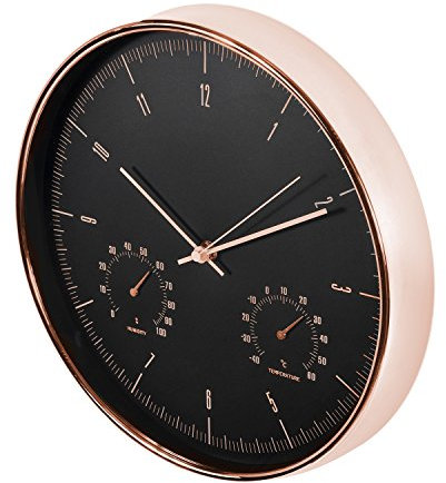 Orologio da Parete CE70 GV 12'' 30cm con e Igrometro 2 Colori Oro Argento (Oro)