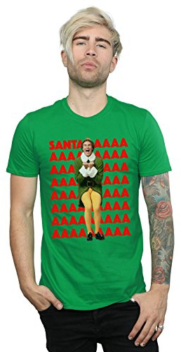 Elf Men's Buddy Santa Scream T-Shirt X-Large Irish Green