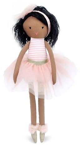 MON AMI Pink Ballerina African American Doll – 15”, Soft & Cuddly Stuffed Plush Doll, Use as Toy or Room Decor, Great Gift for Kids of All Ages